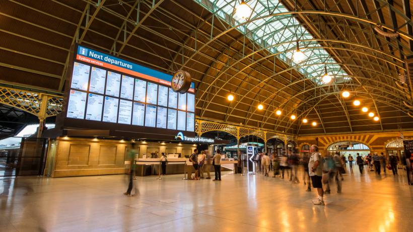 wide view of the hall in Central Station, Sydney - moving to sydney