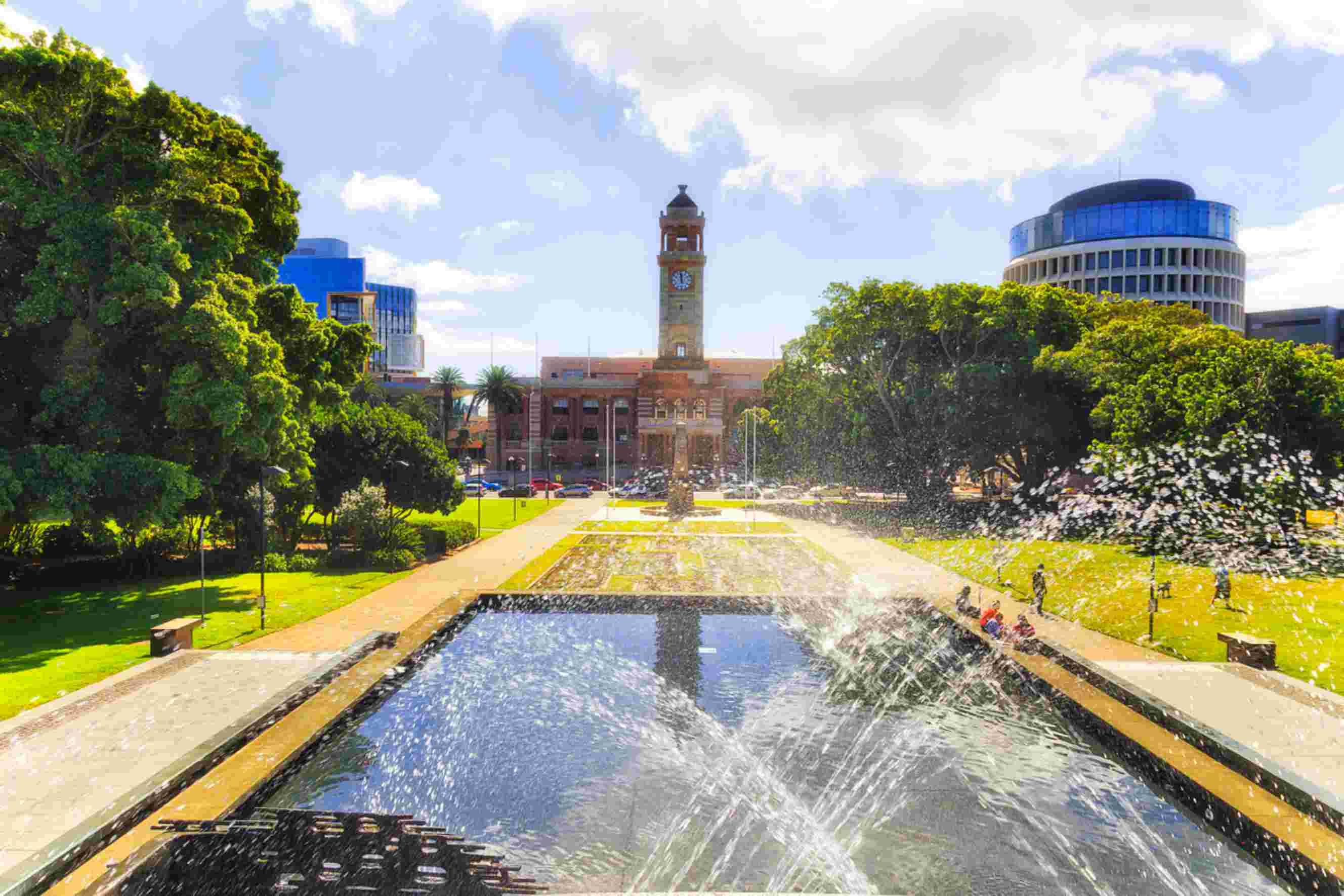 View of Newcastle Civic Park and City Hall, highlighting the destination for Sydney to Newcastle moving services