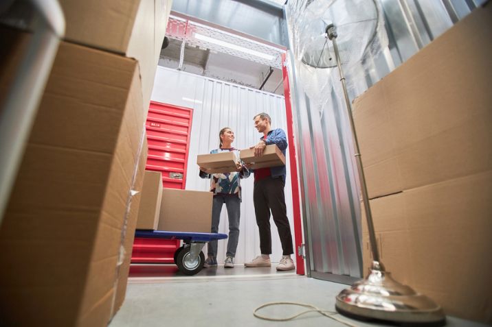 Customers renting a self-storage unit