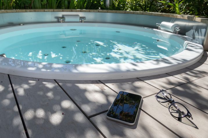 an outdoor spa