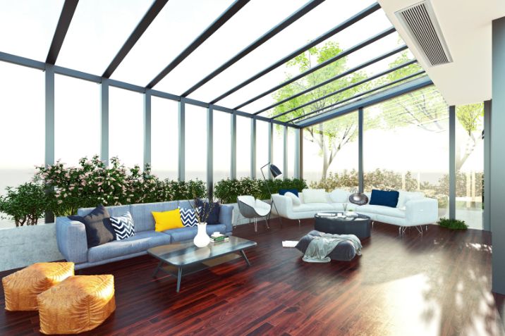 Sunroom overlooking the backyard