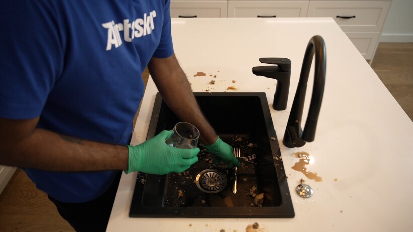 Clear and rinse the sink