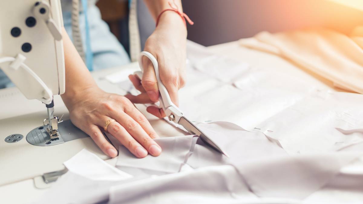  altering a dress using scissor