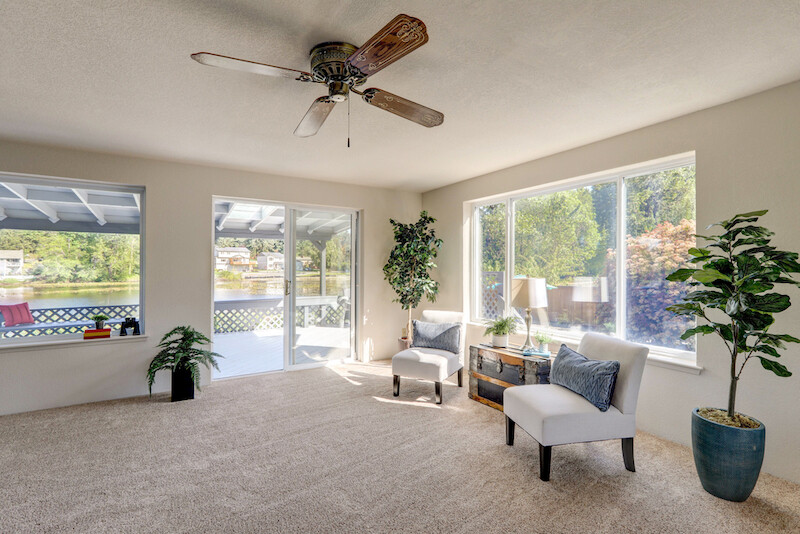 beige carpet in an old midcentury style living room