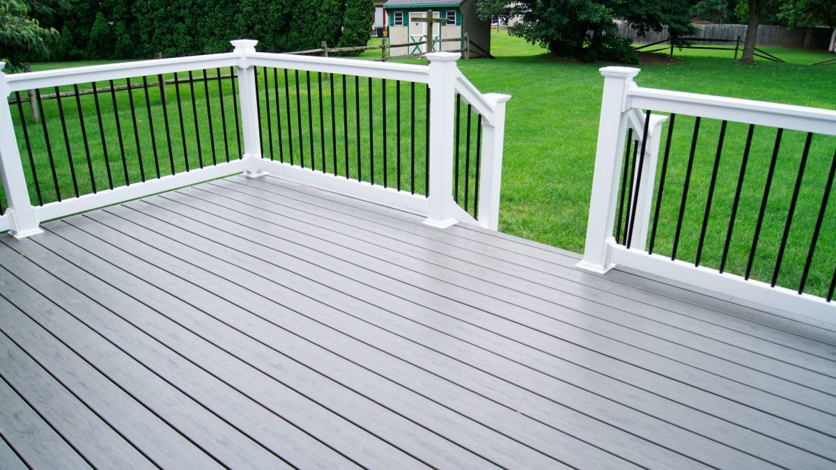 well installed wood deck in the backyard