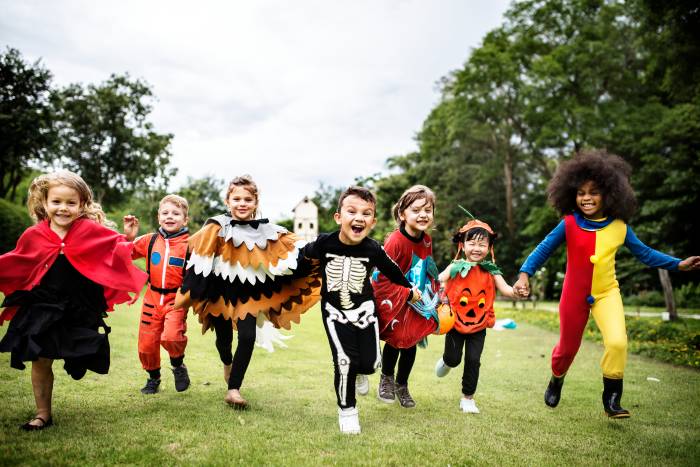 Children wearing DIY Halloween outfits