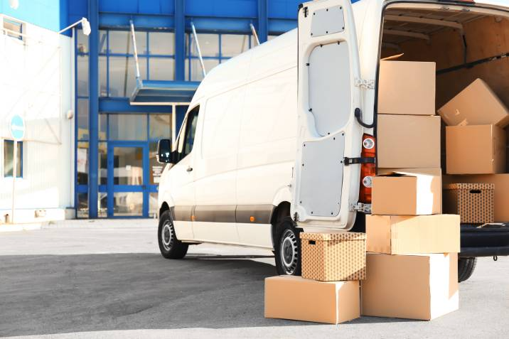 truck loaded with moving boxes