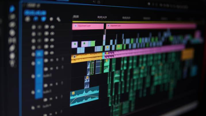 close up of a video editing software