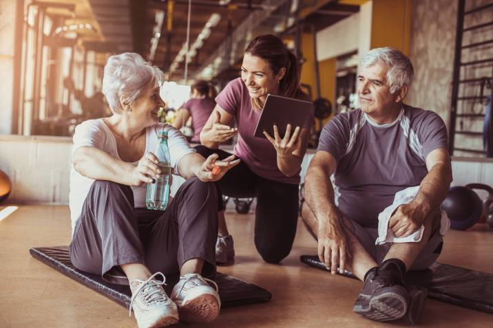 trainer working with seniors