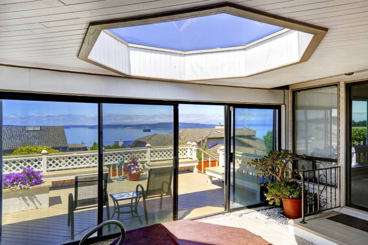 fancy sliding glass door overlooking a view