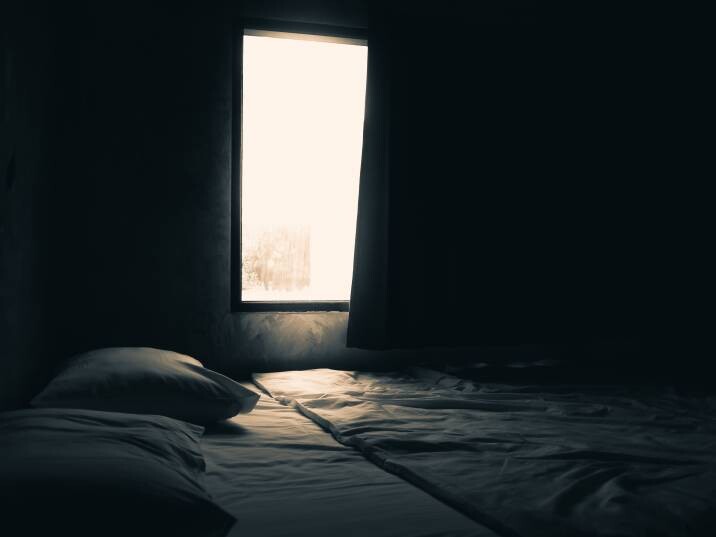 dark room with heavy drapes