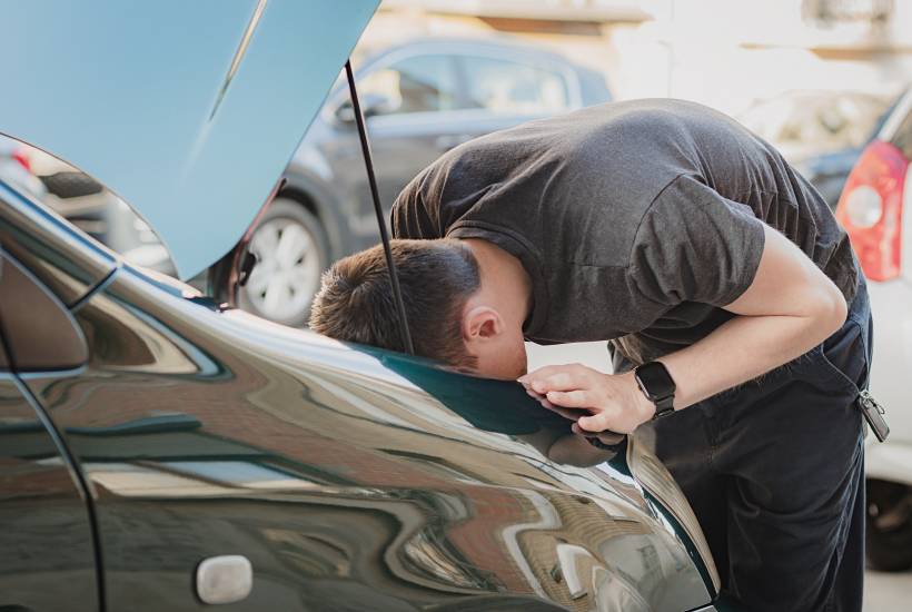 engine replacement cost - a man opening the hood of his car