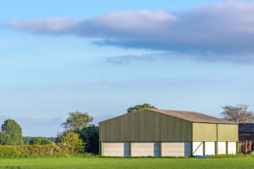 Timber frame shed vs steel — Large durable shed in a peaceful rural field