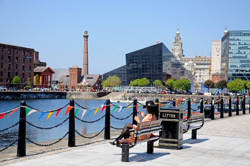 Peaceful day at Liverpool’s Salthouse Dock, a popular spot for locals and those moving to the city