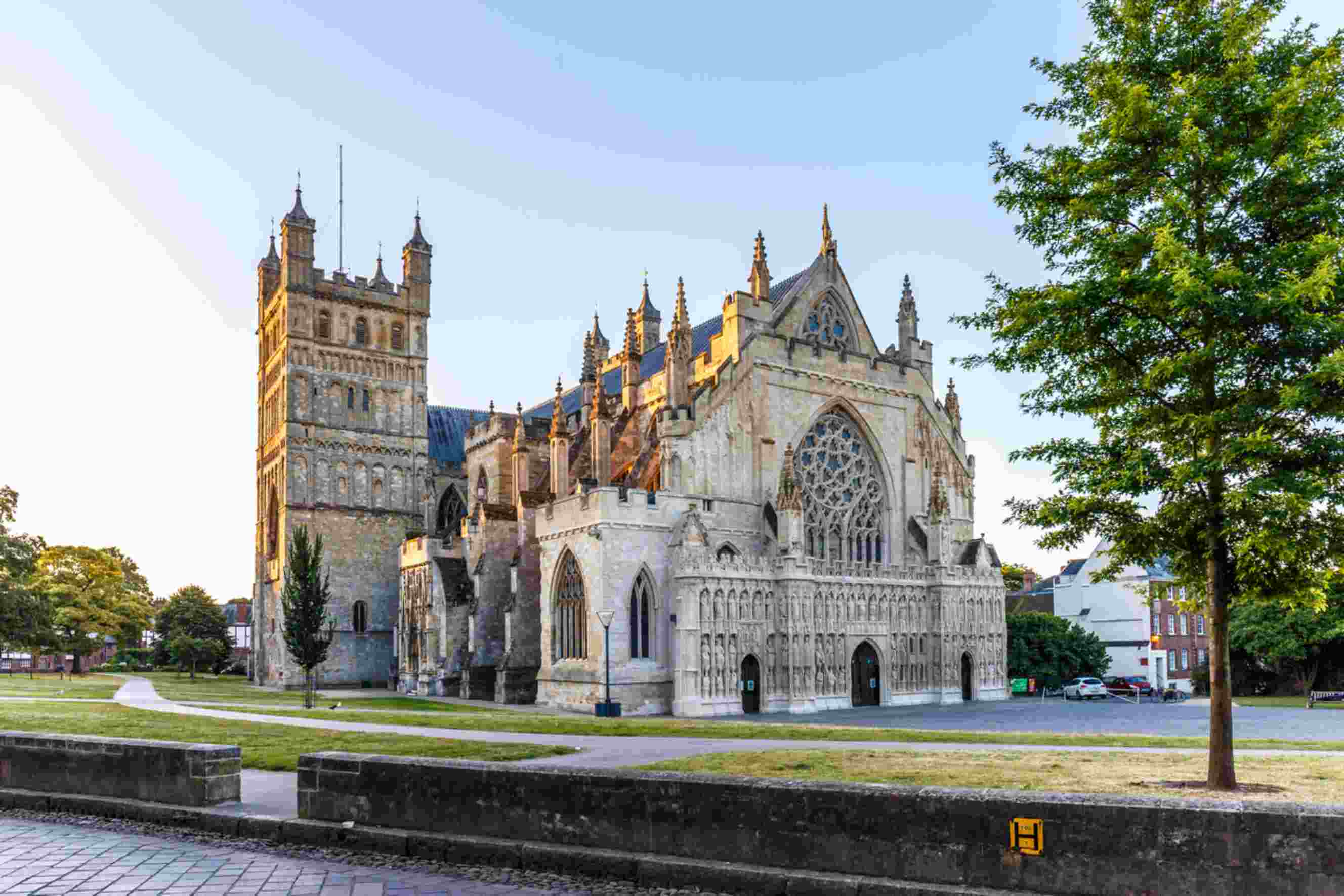 Exeter Cathedral with historic architecture and surrounding green space, representing a destination for London to Exeter moves