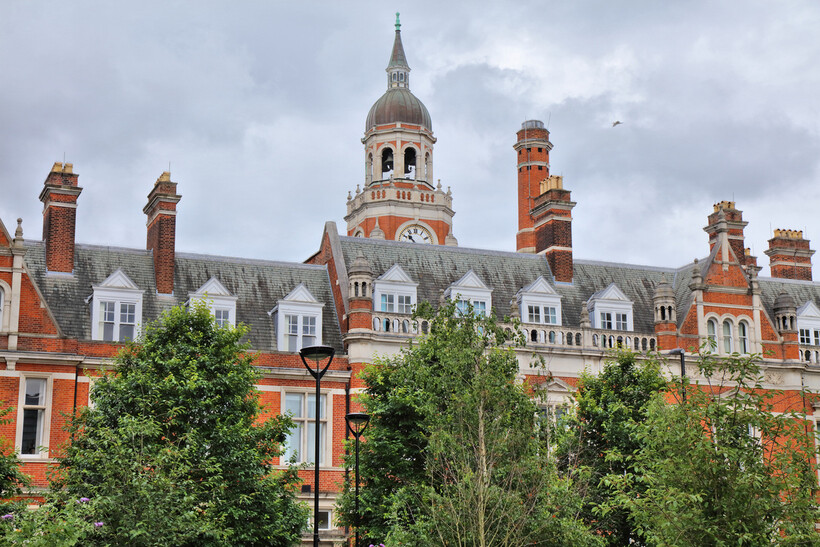 The historic stone architecture and clock tower of the Old Town Hall in Croydon. - moving to Croydon