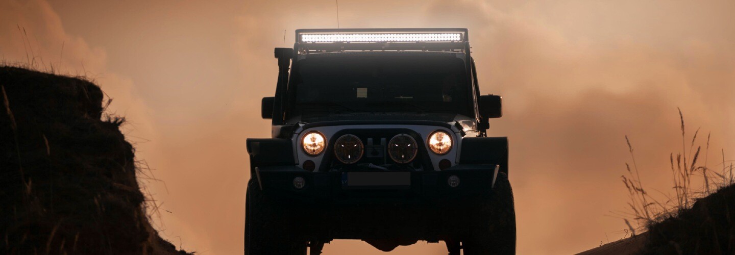 A photo of a vehicle with a lighting bar.