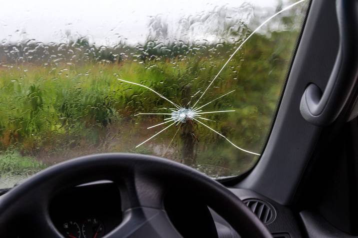 a web crack on a windshield