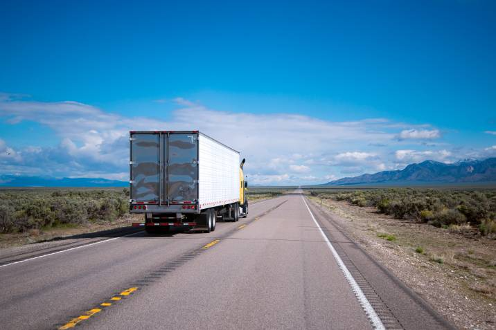 truck on a long distance drive