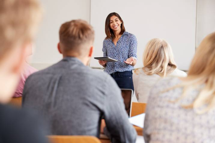 woman teaching a class