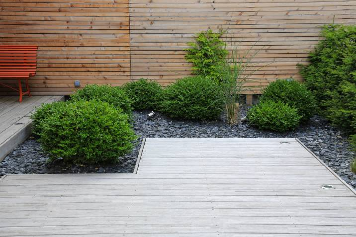 modern garden wood deck