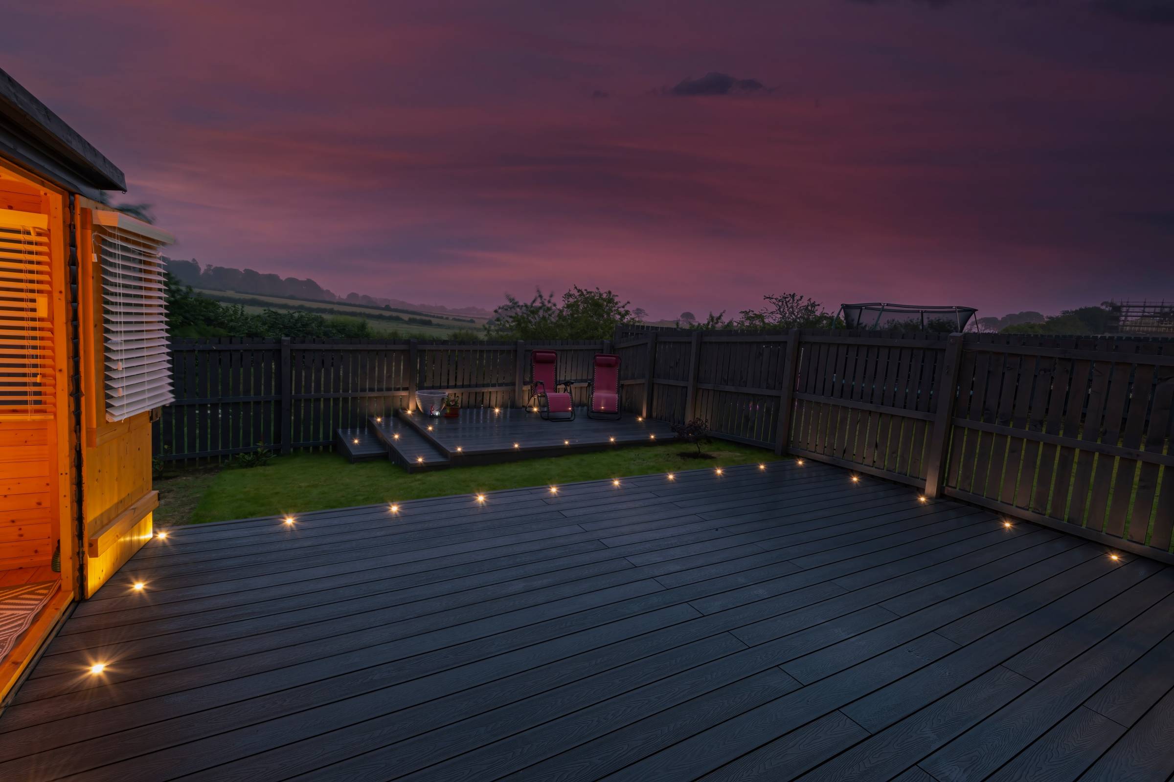 patio with deck lights
