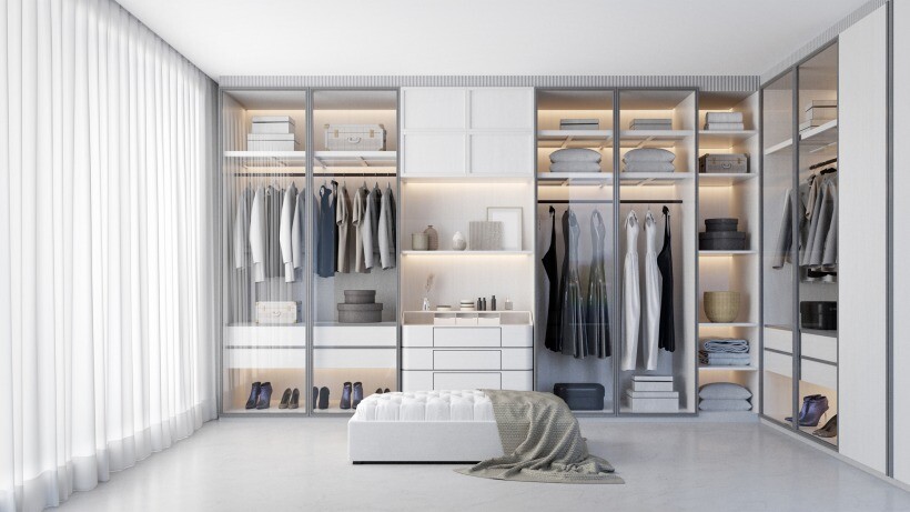 a white luxury walk in closet interior to show what a closet is