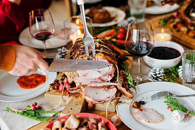 getting ready for the holidays - a family having a Christmas dinner