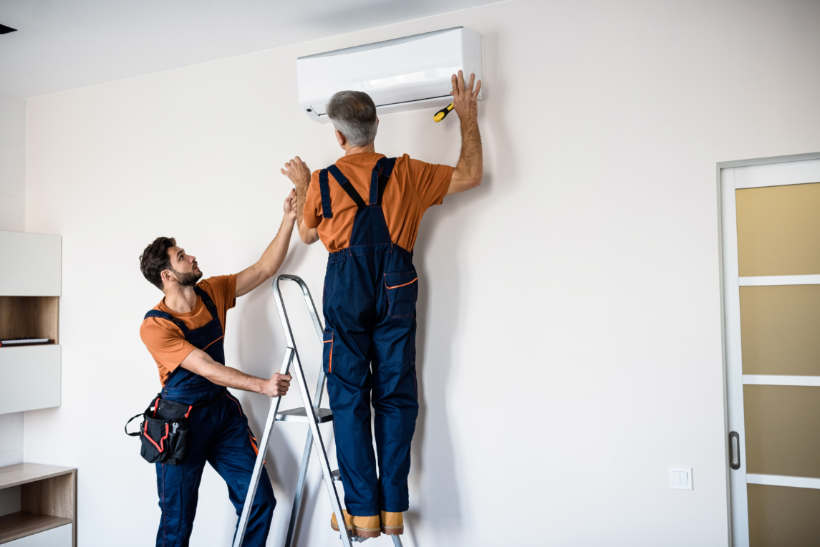 Air conditioner installation cost - Professional AC installation in a residential living space.