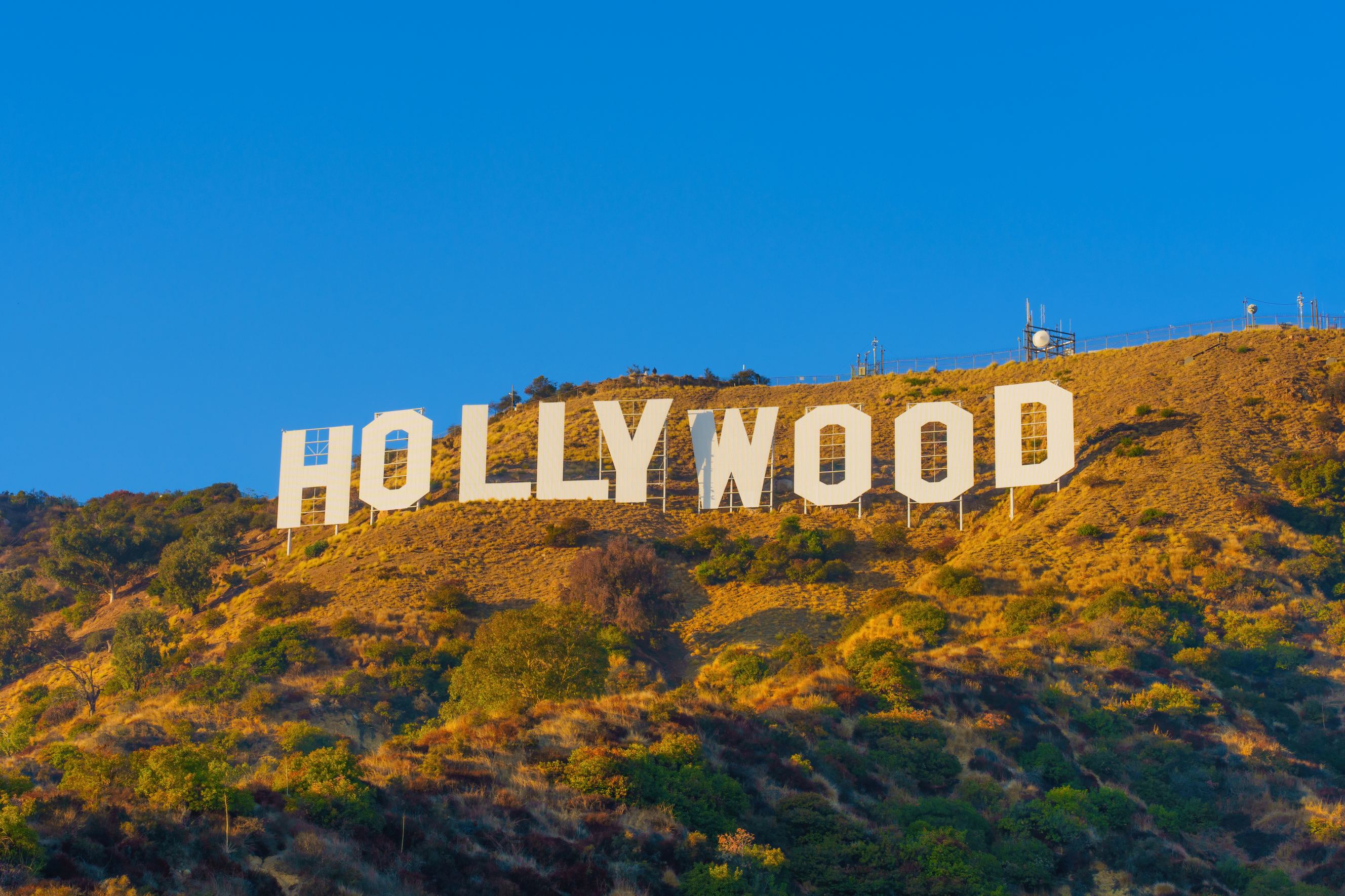 Iconic Hollywood Sign stands majestically on the hillside in Los Angeles, California.